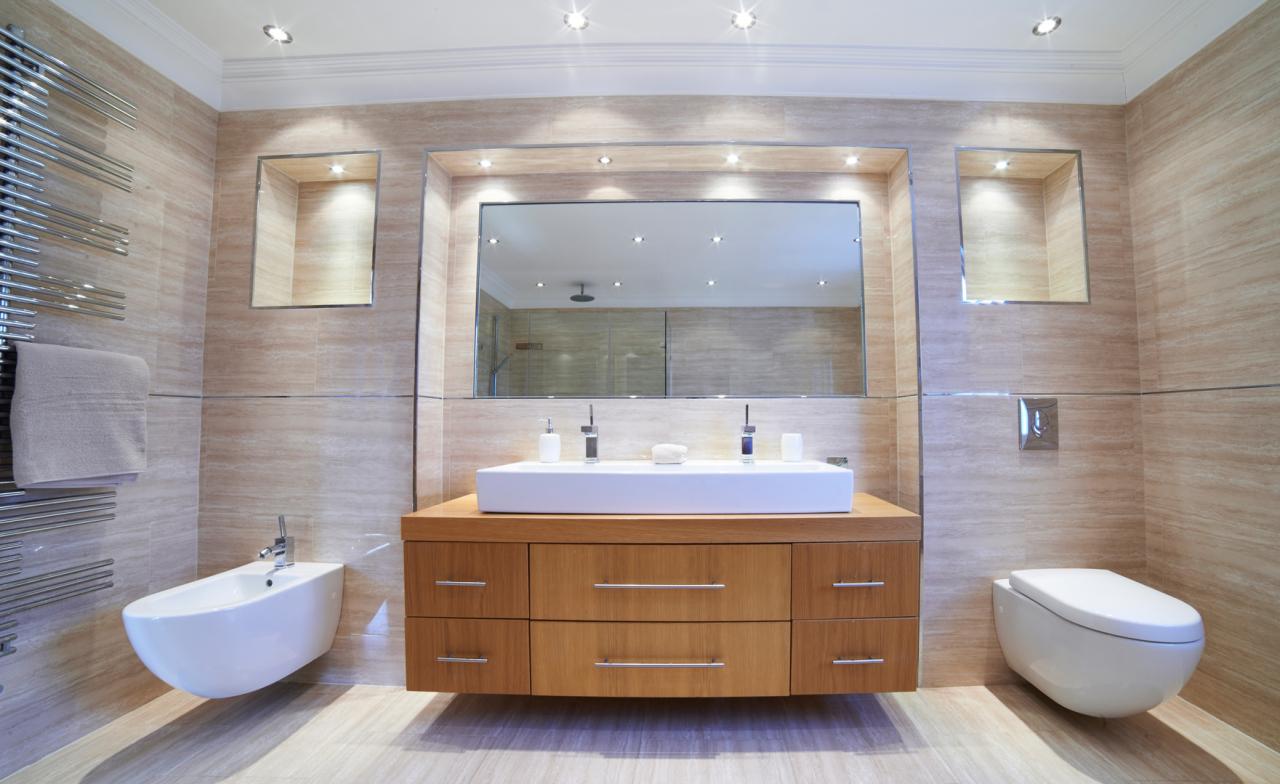 Salle de bain moderne : Lumières d'ambiance
